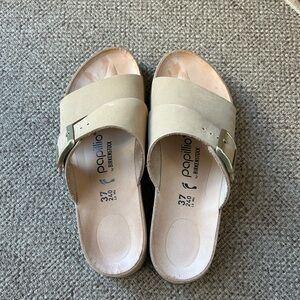 Papillio Cream Mules with Buckle